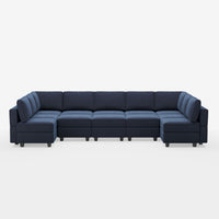 Navy-Blue-/-Velvet-12-Seat-U-Shaped-Pit-Sectional