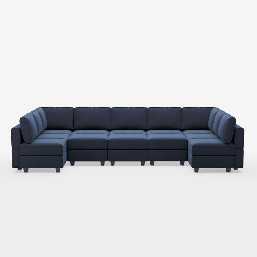 Navy-Blue-/-Velvet-12-Seat-U-Shaped-Pit-Sectional