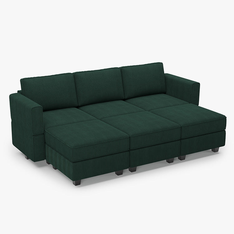 Belffin 6 Seats + 5 Sides Modular Wide Corduroy Sleeper Sofa with Storage Seat