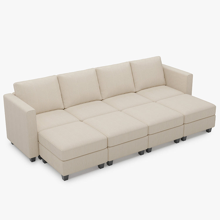 Belffin 8 Seats + 6 Sides Modular Corduroy Sleeper Sofa with Storage Seat