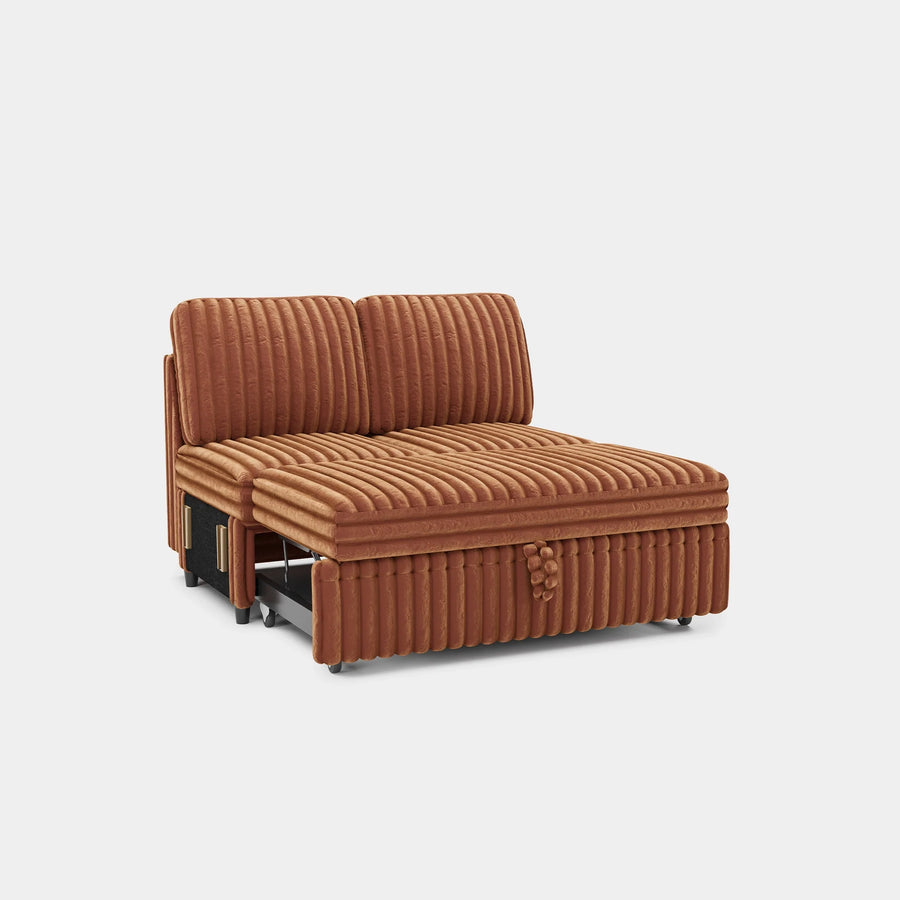 Caramel-Brown-/-Faux-Rabbit-Fur-Corduroy-Module-Pullout-Loveseat