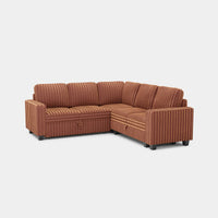 Caramel-Brown-/-Faux-Rabbit-Fur-Corduroy-5-Seat-L-Shaped-Pullout-Sectional