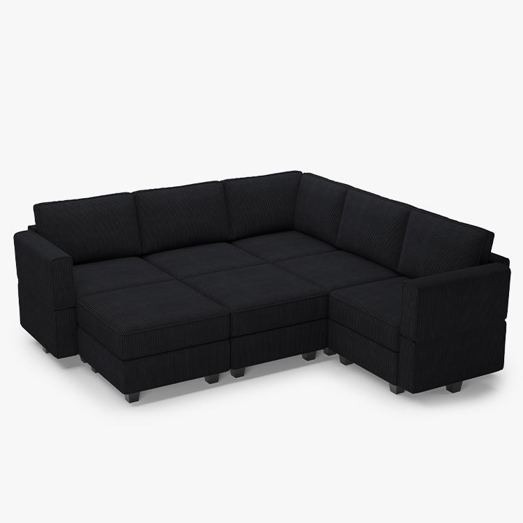 Belffin 7 Seats + 8 Sides Modular Wide Corduroy Sofa with Storage Seat