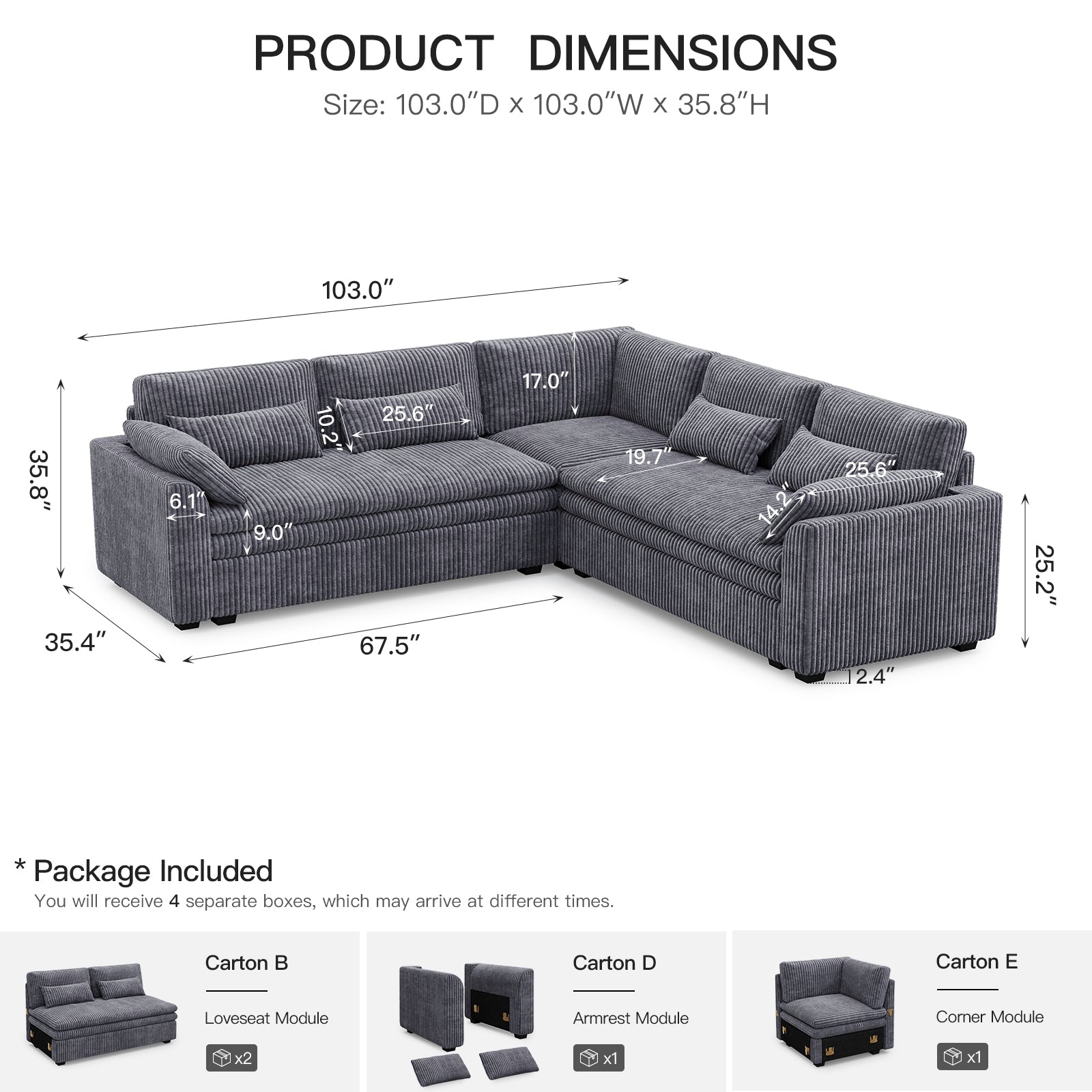 Vayla Oversized Cloud 6 Seats Corner Sofa