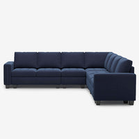 Dark-Blue-/-Velvet-7-Seat-L-Shaped-Corner-Sectional