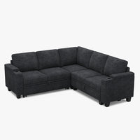 Graphite-Grey-/-Chenille-5-Seat-L-Shaped-Pullout-Sectional