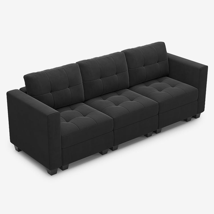 Belffin 3 Seats + 5 Sides Modular Velvet Tufted Sleeper Sofa with Storage Seat