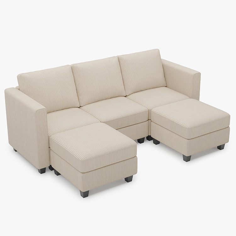 Ivory-Beige-/-Corduroy-5-Seat-U-Shaped-Open-Sectional