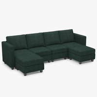 Seaweed-Green-/-Corduroy-6-Seat-U-Shaped-Open-Sectional