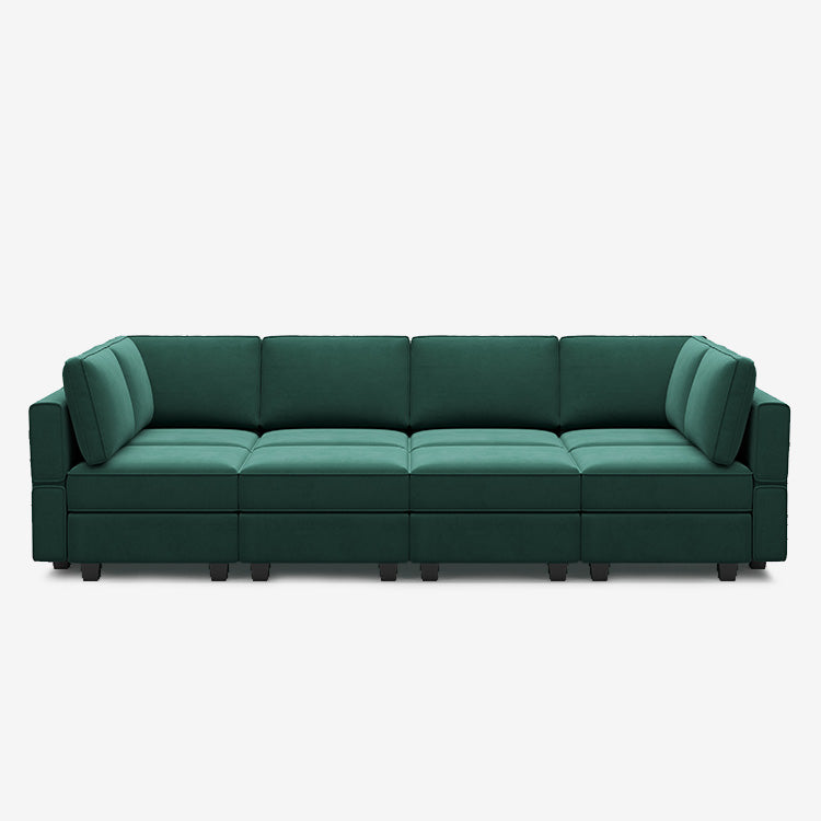 Belffin 8 Seats + 8 Sides Modular Velvet Sleeper Sofa with Storage Seat