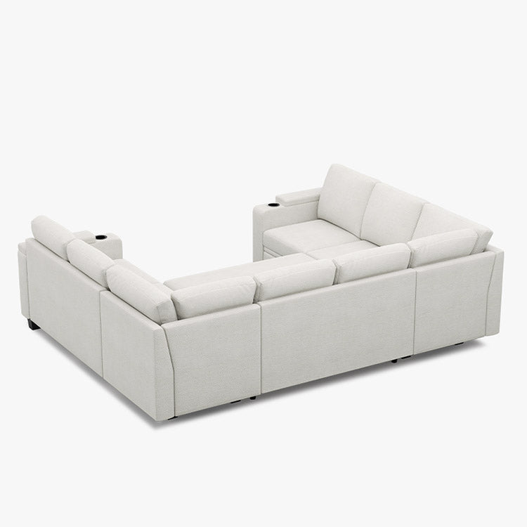 Belffin Modular 8 Seater Modular Chenille Pull-out Sofa with Storage Seats