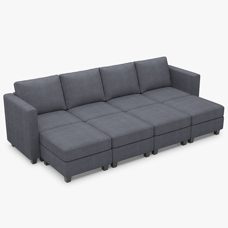 Belffin 8 Seats + 6 Sides Modular Corduroy Sleeper Sofa with Storage Seat