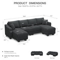 Shadow-Charcoal-/-Corduroy-4-Seats-U-Shaped-Sectional-dimension