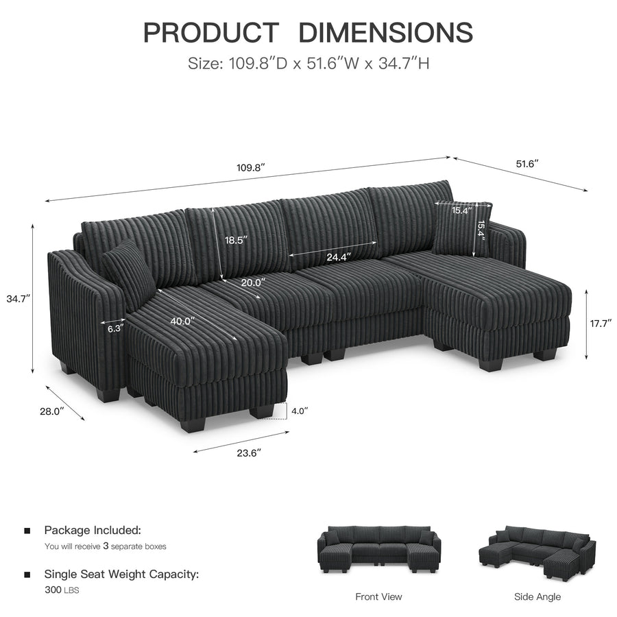 Shadow-Charcoal-/-Corduroy-4-Seats-U-Shaped-Sectional-dimension