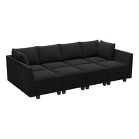 Midnight-Black-/-Velvet-8-Seat-Pit-Sectional