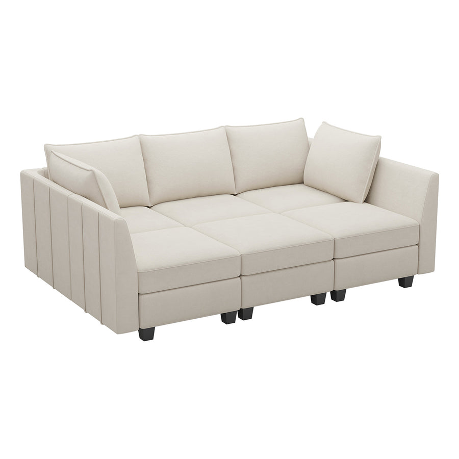 Cosmic-Latte-/-Velvet-6-Seat-Pit-Sectional