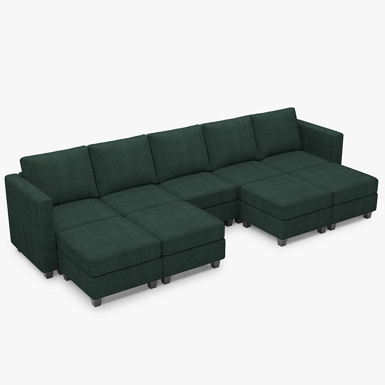 Seaweed-Green-/-Corduroy-9-Seat-U-Shaped-Open-Sectional