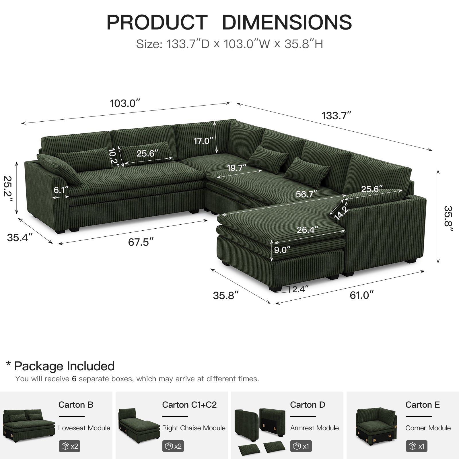 Vayla Oversized Cloud 7 Seats Sofa with Double Chaise