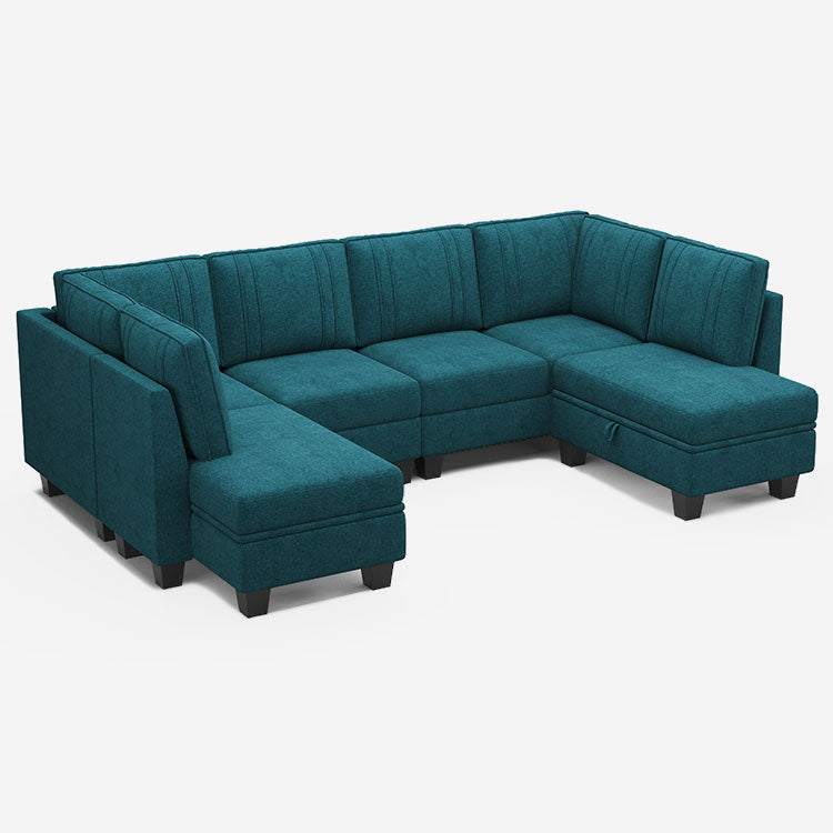 Belffin 6 Seats Sectional Terry Sofa with Chaise