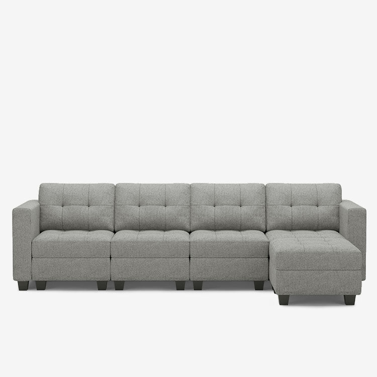 Pebble-Grey-/-Weave-5-Seat-L-Shaped-Sectional