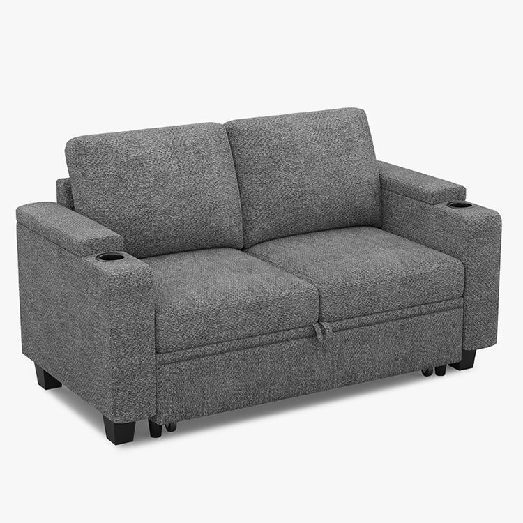 Belffin Modular 2 Seater Modular Chenille Pull-out Loveseat Sofa with Storage Seats