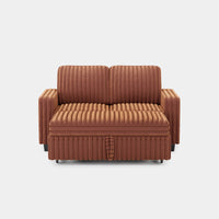 Caramel-Brown-/-Faux-Rabbit-Fur-Corduroy-Pullout-Loveseat