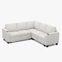 Misty-White-/-Chenille-5-Seat-L-Shaped-Pullout-Sectional