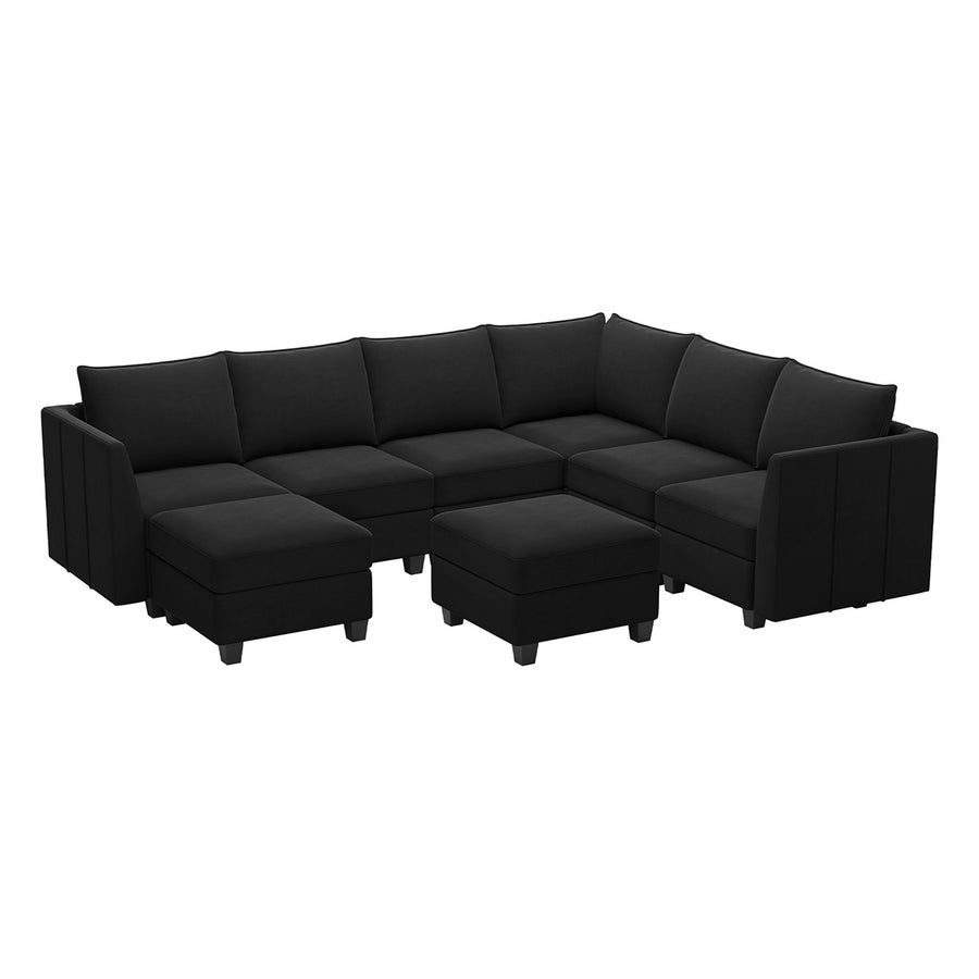 Midnight-Black-/-Velvet-8-Seat-U-Shaped-Sectional