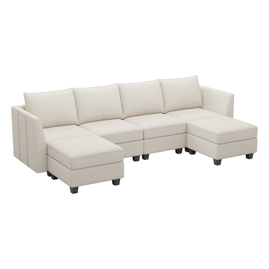 Cosmic-Latte-/-Velvet-6-Seat-U-Shaped-Open-Sectional