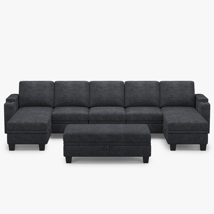 Graphite-Grey-/-Chenille-8-Seat-U-Shaped-Open-Sectional