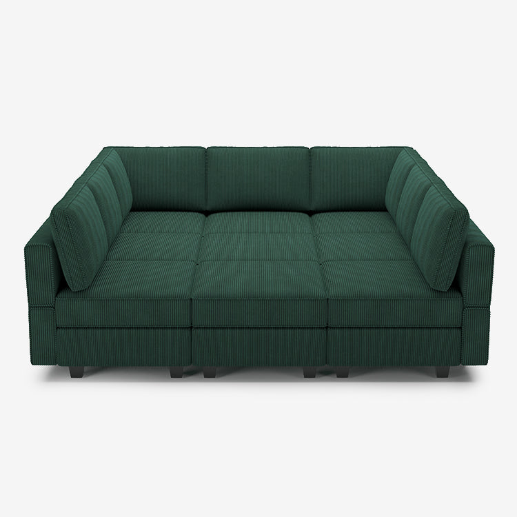 Belffin 9 Seats + 9 Sides Modular Corduroy Sleeper Sofa with Storage Seat