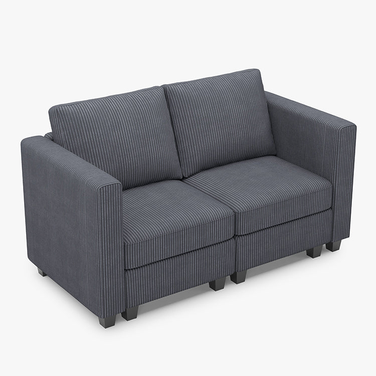 Belffin 2 Seats + 4 Sides Modular Corduroy Loveseat Sofa with Storage Seat