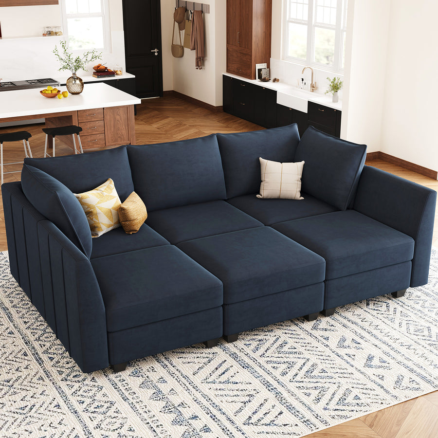 Navy-Blue-/-Velvet-6-Seat-Pit-Sectional
