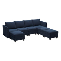Navy-Blue-/-Velvet-7-Seat-U-Shaped-Open-Sectional
