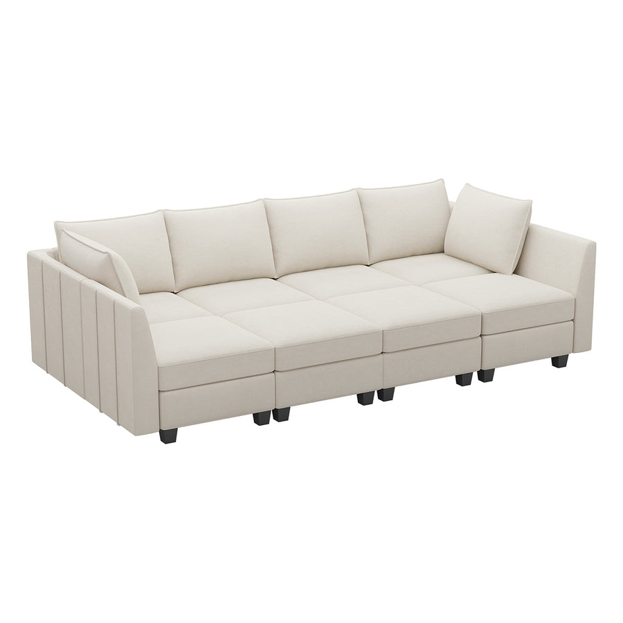 Cosmic-Latte-/-Velvet-8-Seat-Pit-Sectional