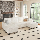 Plume 4 Seats Modular Faux Rabbit Fur Corduroy Pull-out Sleeper Sofa with Storage Seats