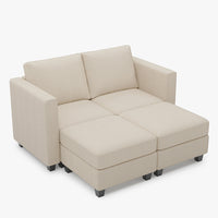 Ivory-Beige-/-Corduroy-4-Seat-Pit-Sectional