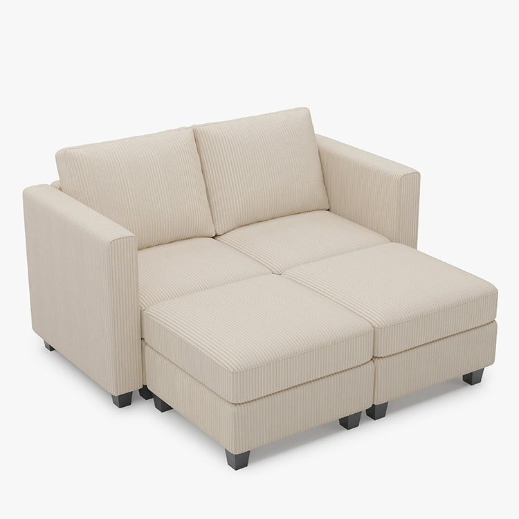 Ivory-Beige-/-Corduroy-4-Seat-Pit-Sectional