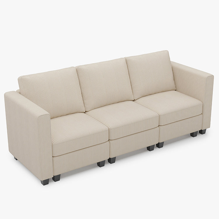 Ivory-Beige-/-Corduroy-3-Seat-Sofa