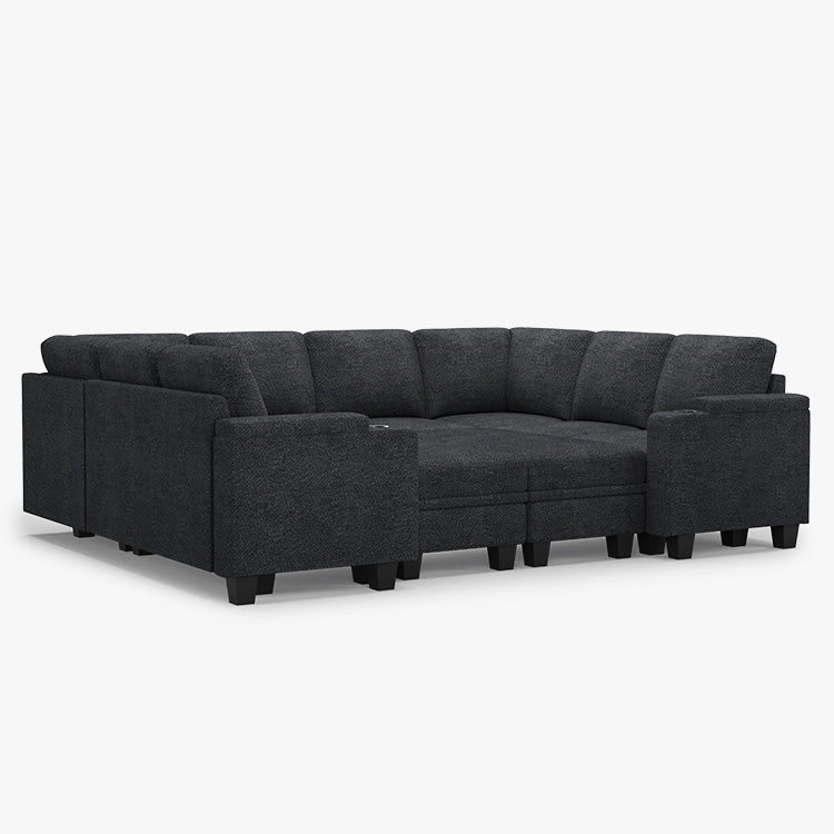 Belffin Modular 8 Seater Modular Chenille Sleeper Sofa