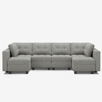 Pebble-Grey-/-Weave-6-Seat-U-Shaped-Sectional