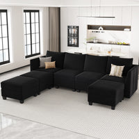 Midnight-Black-/-Velvet-7-Seat-U-Shaped-Open-Sectional