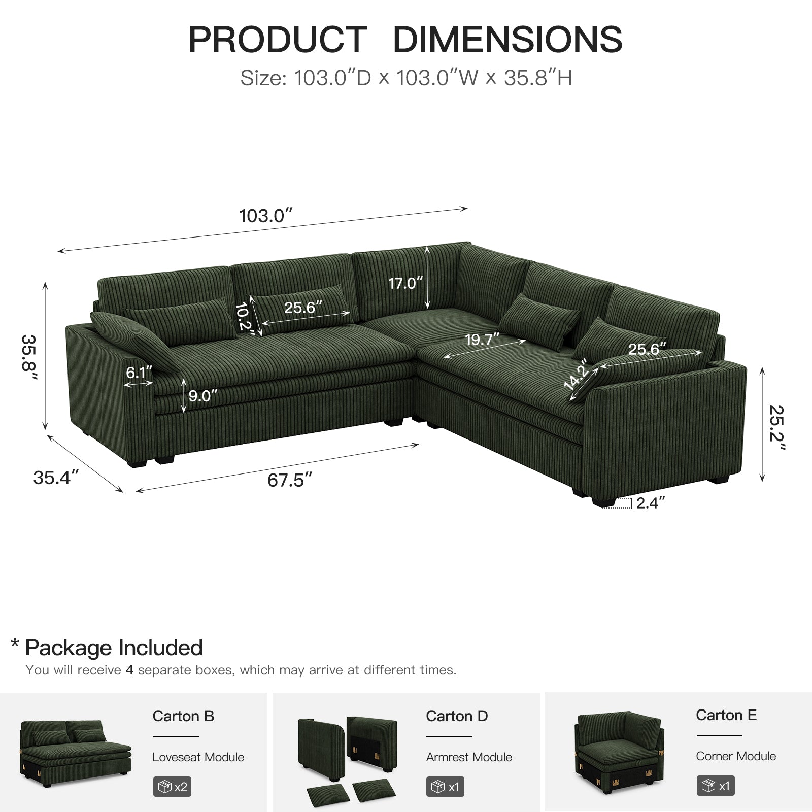 Vayla Oversized Cloud 6 Seats Corner Sofa