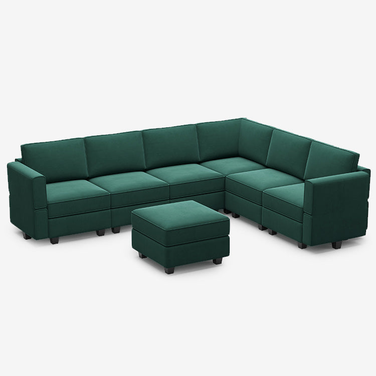 Belffin Modular Sofa 6 Seats 9 Sides Velvet Corner Sofa With