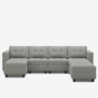 Pebble-Grey-/-Weave-7-Seat-U-Shaped-Open-Sectional