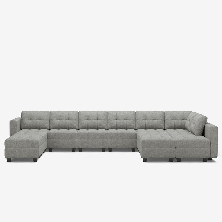 Pebble-Grey-/-Weave-12-Seat-U-Shaped-Sectional