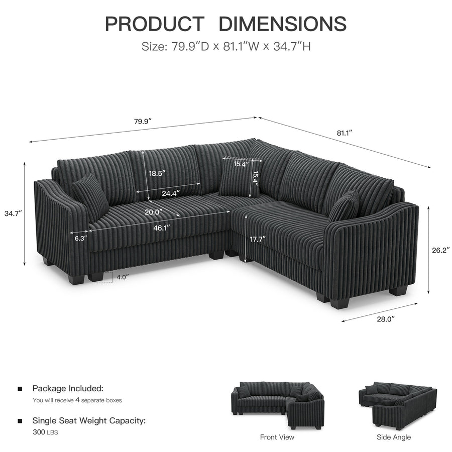 Shadow-Charcoal-/-Corduroy-5-Seats-Corner-Sectional-dimension