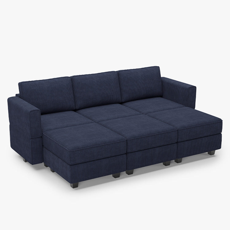 Belffin 6 Seats + 5 Sides Modular Wide Corduroy Sleeper Sofa with Storage Seat