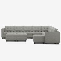 Pebble-Grey-/-Weave-11-Seat-L-Shaped-Sectional