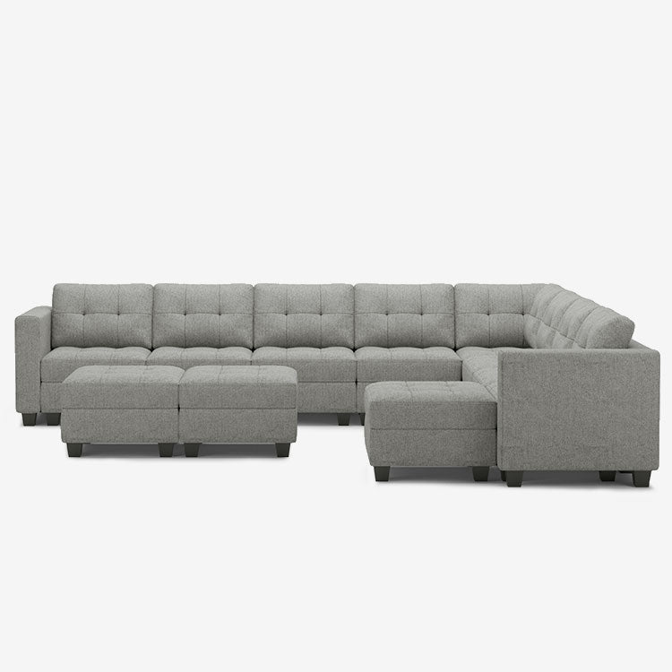 Pebble-Grey-/-Weave-11-Seat-L-Shaped-Sectional